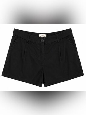 LOFT Black Pleated Shorts Size 4 Elastic Back Waist Casual